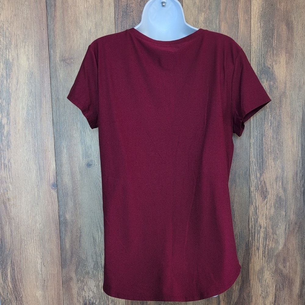 No Boundaries Burgundy V-Neck Short Sleeve Top Tee XL F207 - Picture 4 of 5